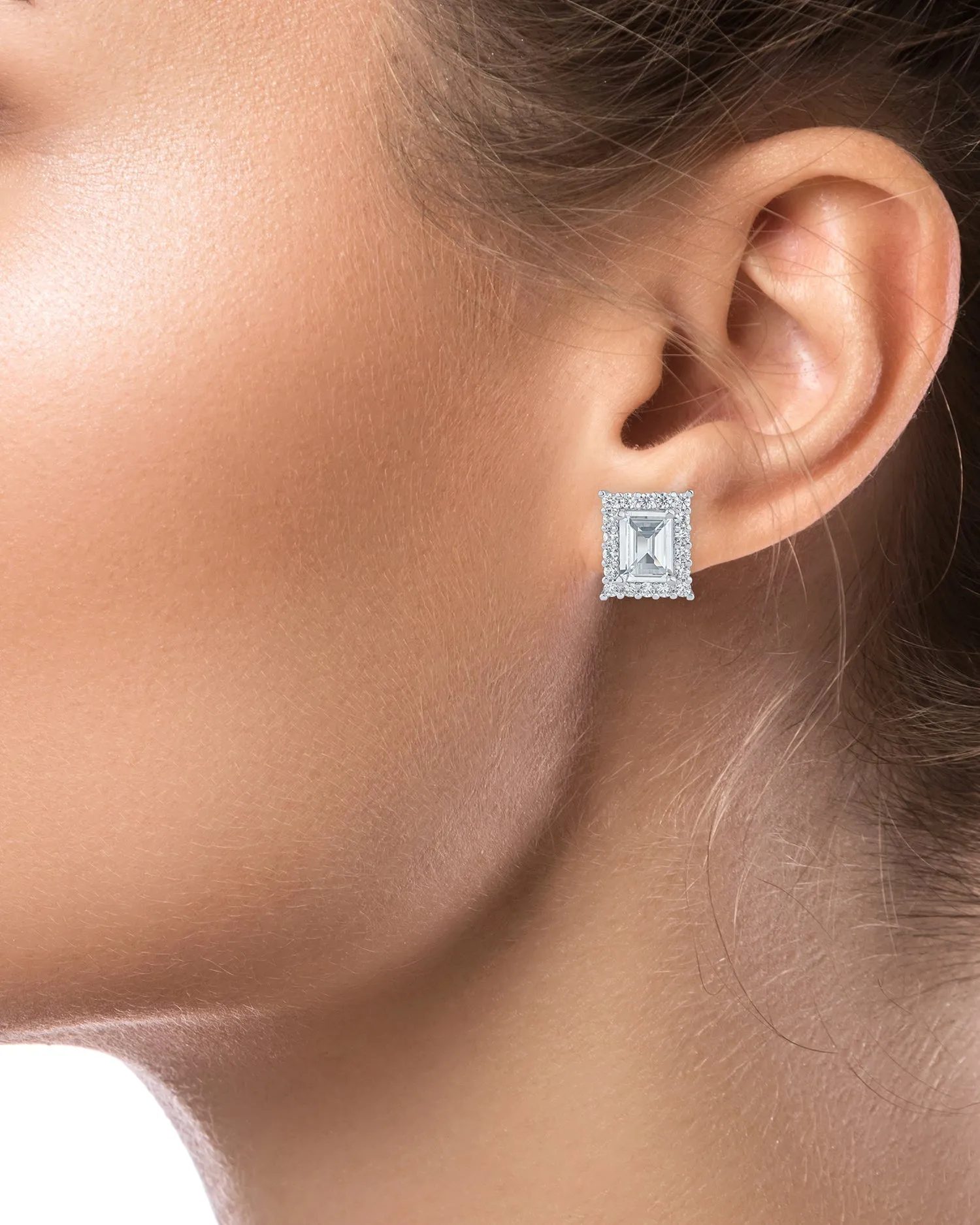 Emerald and Pave CZ Studs
