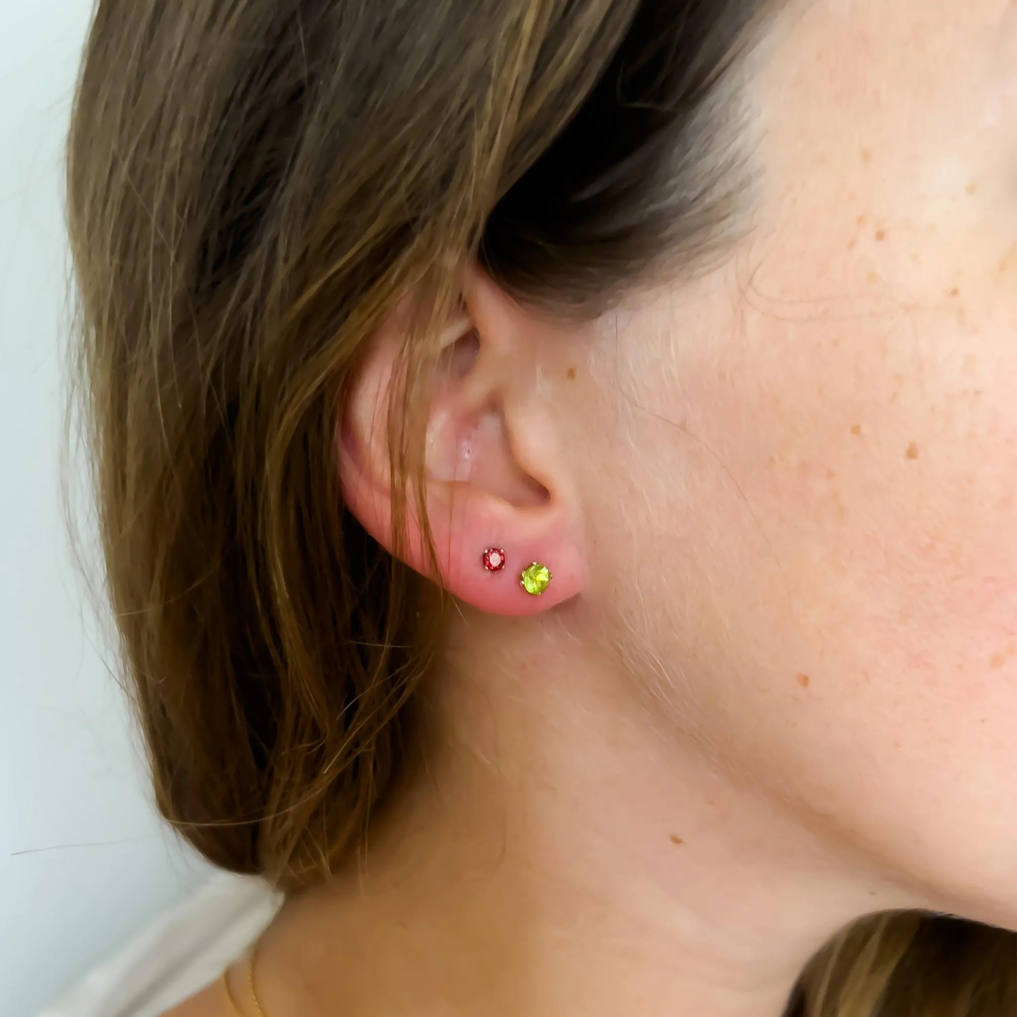 Emerald Stud Birthstone Earrings, Gold - Silver | By Lunar James