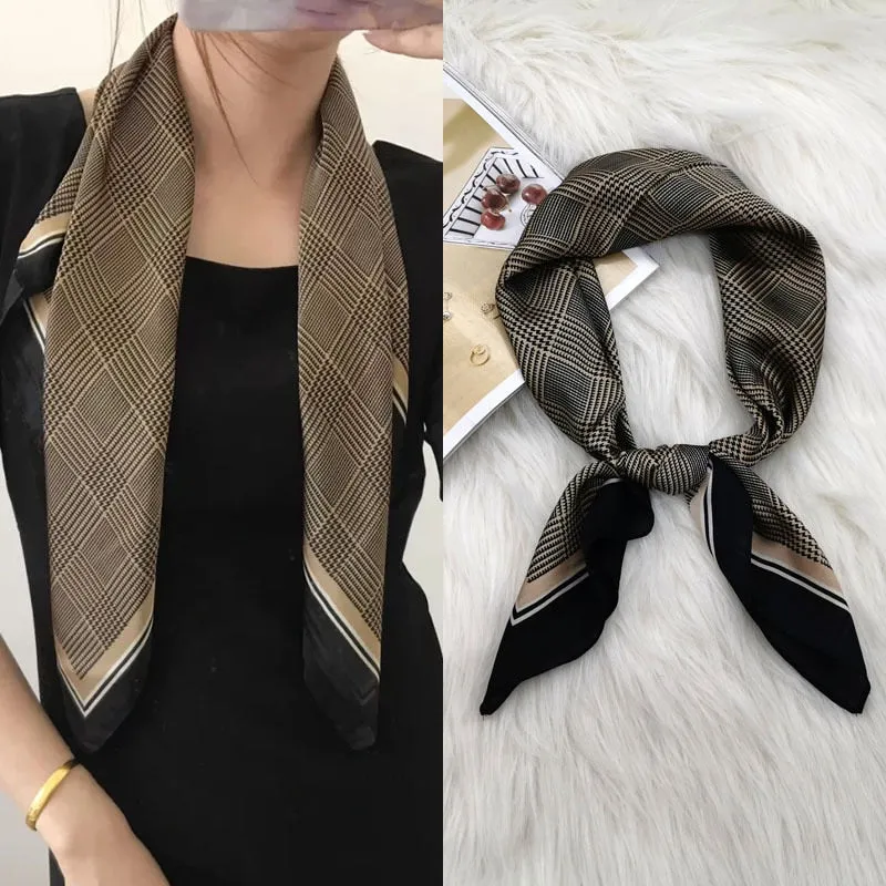 Female Silk Neck Scarf Square Hair Scarves Foulard Head Brand Shawls And Wraps Neckerchief Bandana 70*70cm Hijab