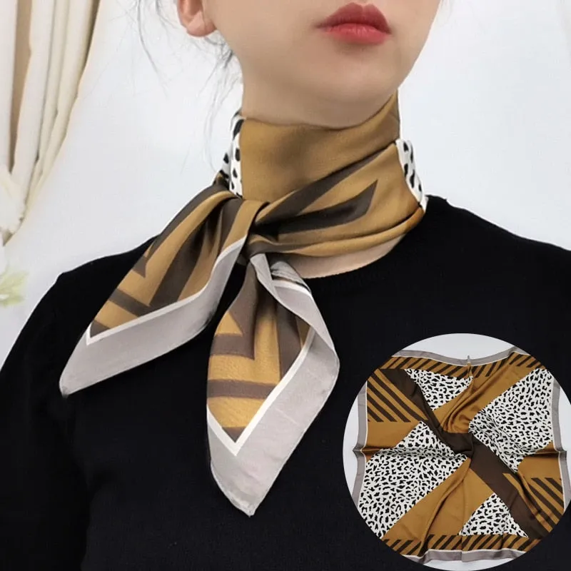 Female Silk Neck Scarf Square Hair Scarves Foulard Head Brand Shawls And Wraps Neckerchief Bandana 70*70cm Hijab