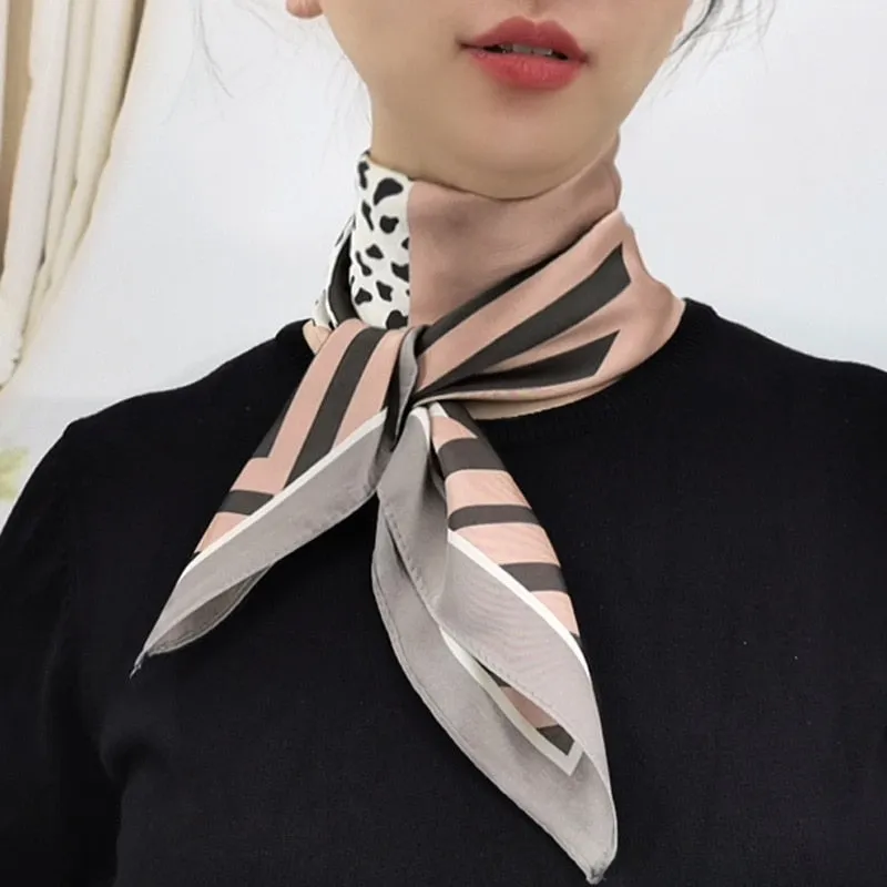 Female Silk Neck Scarf Square Hair Scarves Foulard Head Brand Shawls And Wraps Neckerchief Bandana 70*70cm Hijab