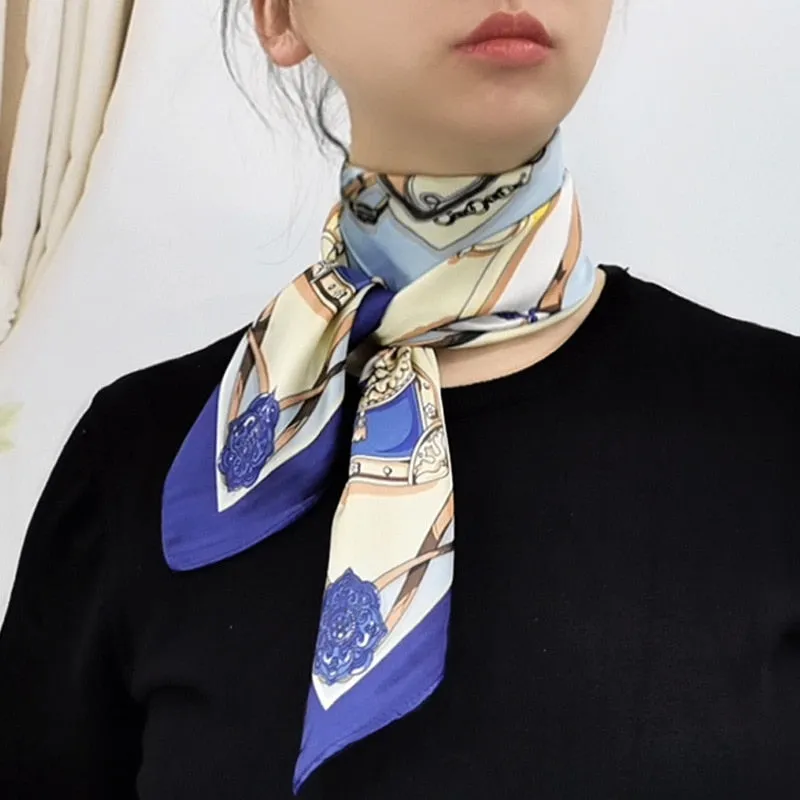 Female Silk Neck Scarf Square Hair Scarves Foulard Head Brand Shawls And Wraps Neckerchief Bandana 70*70cm Hijab