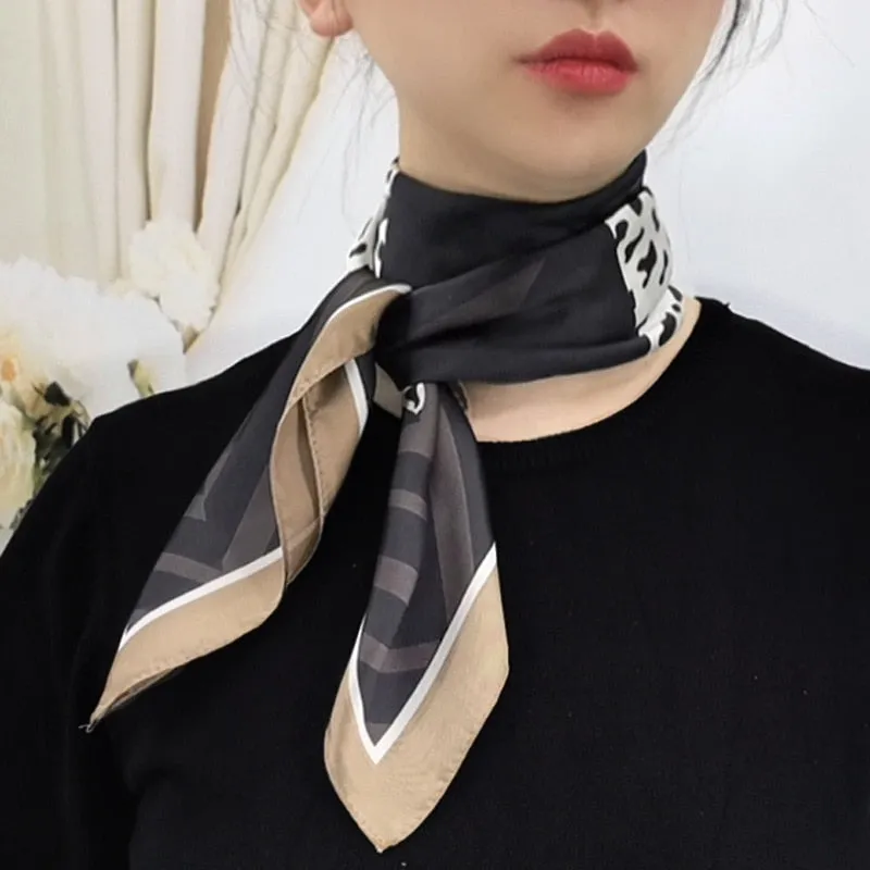 Female Silk Neck Scarf Square Hair Scarves Foulard Head Brand Shawls And Wraps Neckerchief Bandana 70*70cm Hijab