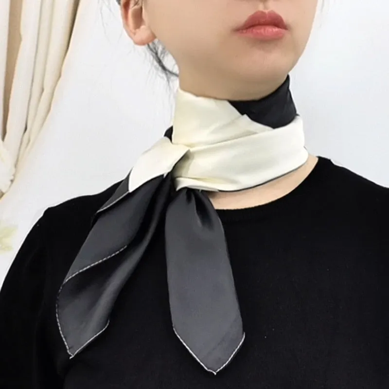 Female Silk Neck Scarf Square Hair Scarves Foulard Head Brand Shawls And Wraps Neckerchief Bandana 70*70cm Hijab