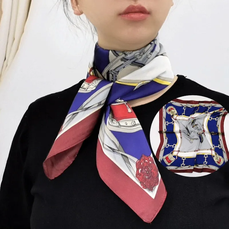 Female Silk Neck Scarf Square Hair Scarves Foulard Head Brand Shawls And Wraps Neckerchief Bandana 70*70cm Hijab