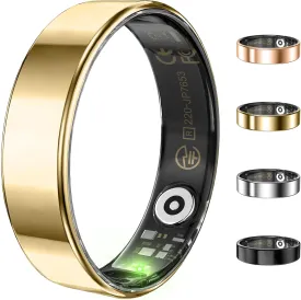 Fitness Tracker, Ultra-thin Smart Ring for Women Men,Health Activity Trackers,Fitness Ring with Sleep Tracker,Heart Rate Monitor,Step Counter,Calorie Pedometer,No Subscription,for iOS Android (Gold#9)