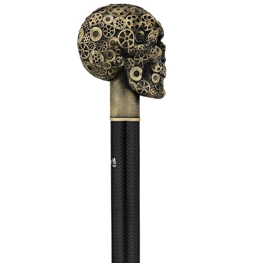 French Steampunk Gears & Skull Cane: Carbon Fiber by 2 Saints