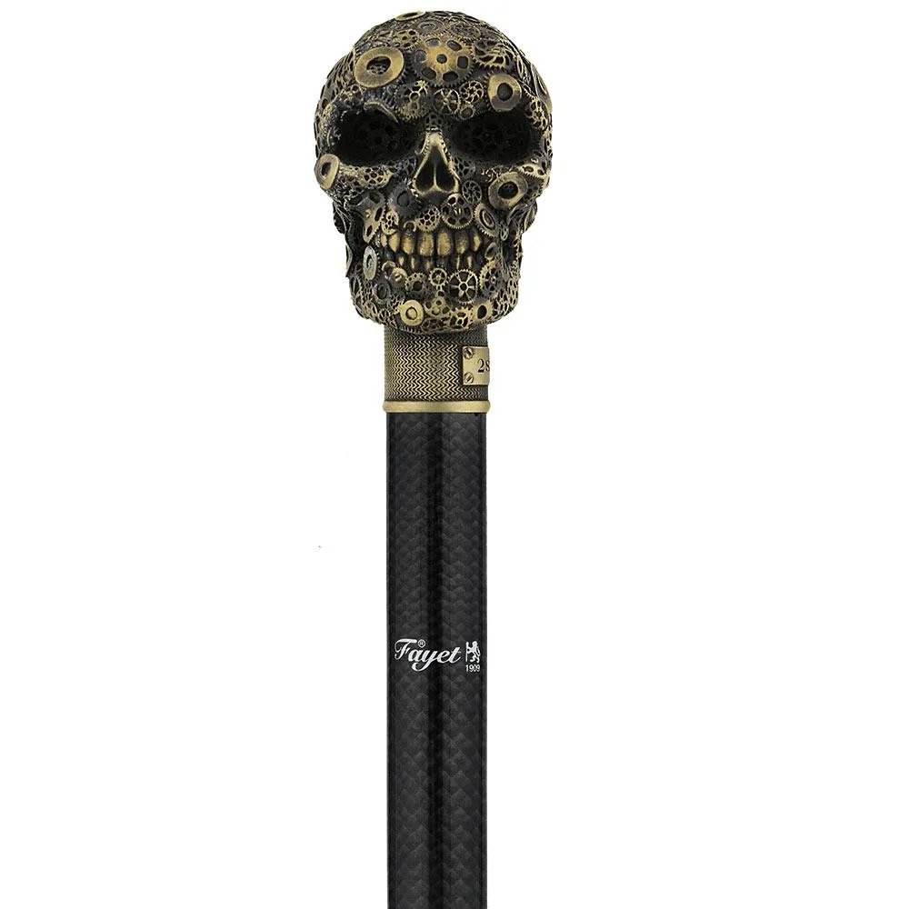 French Steampunk Gears & Skull Cane: Carbon Fiber by 2 Saints