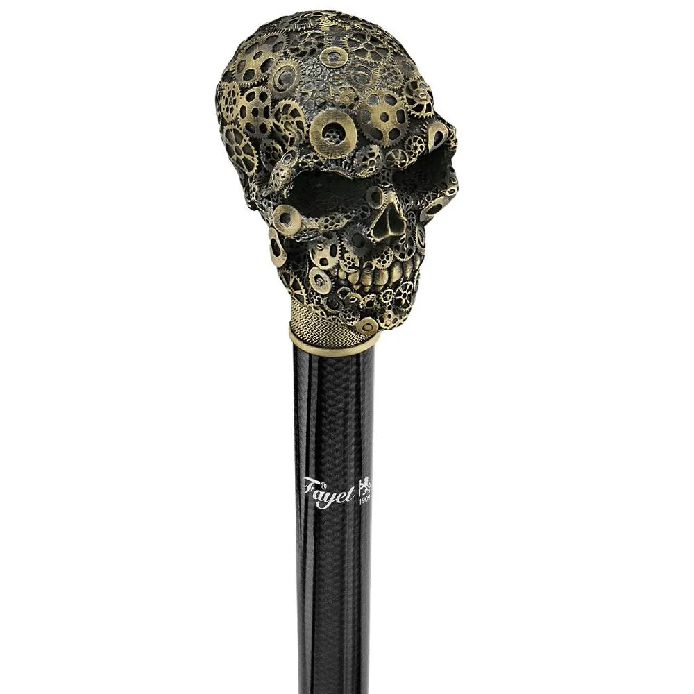 French Steampunk Gears & Skull Cane: Carbon Fiber by 2 Saints
