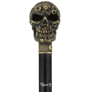 French Steampunk Gears & Skull Cane: Carbon Fiber by 2 Saints