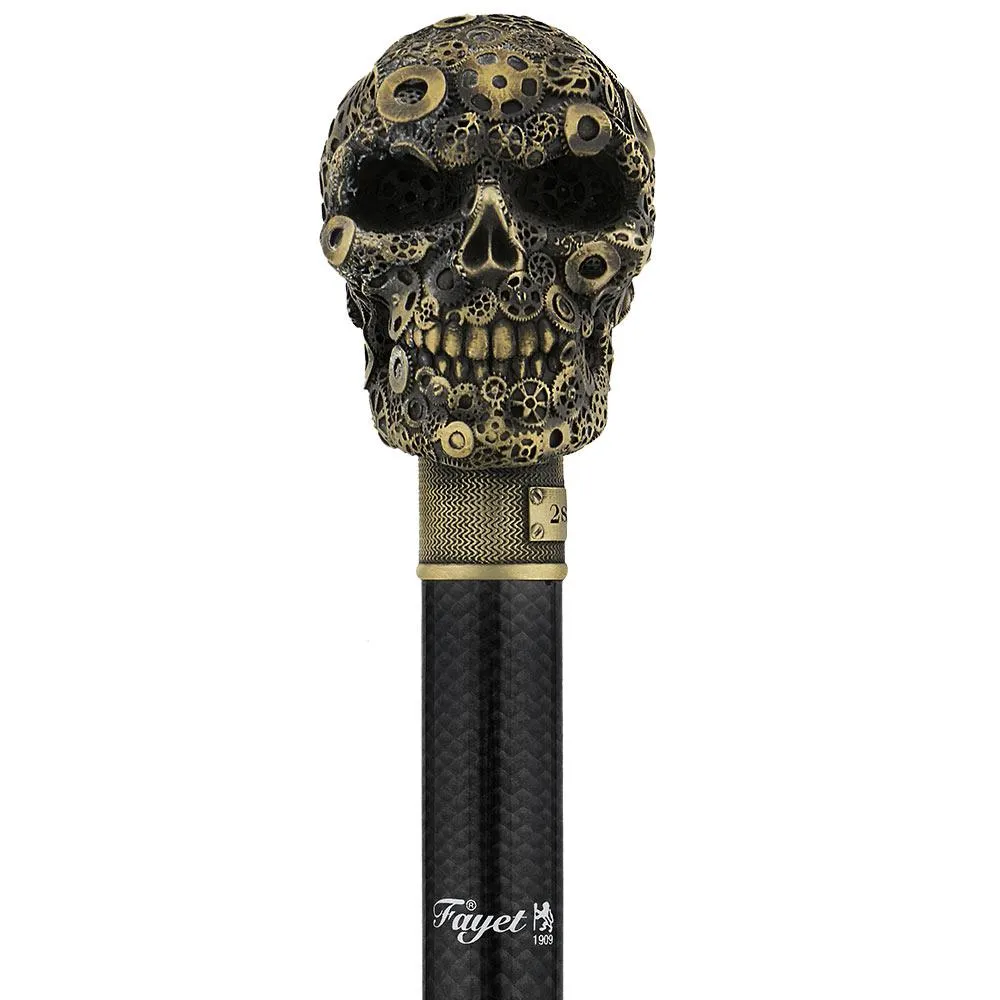 French Steampunk Gears & Skull Cane: Carbon Fiber by 2 Saints