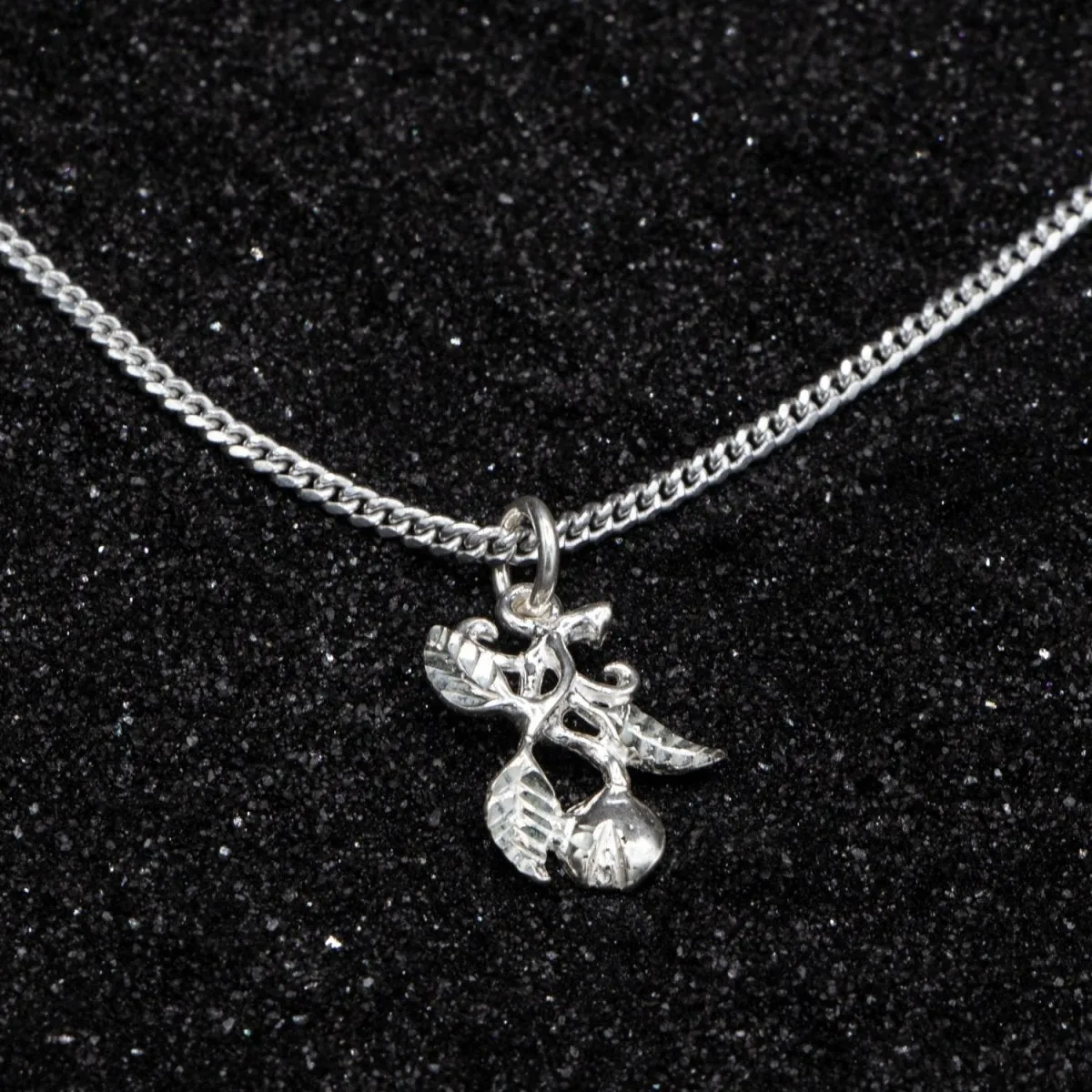 Grenada Nutmeg with Stem and Leaves Pendant with Chain