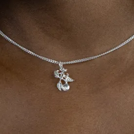 Grenada Nutmeg with Stem and Leaves Pendant with Chain