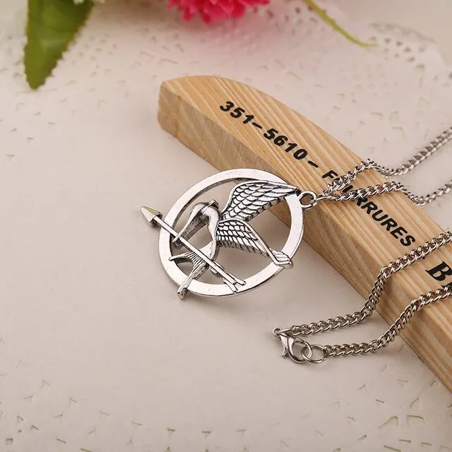 Hunger Games Necklace Bird Eagle Animal Arrow Logo Pendant