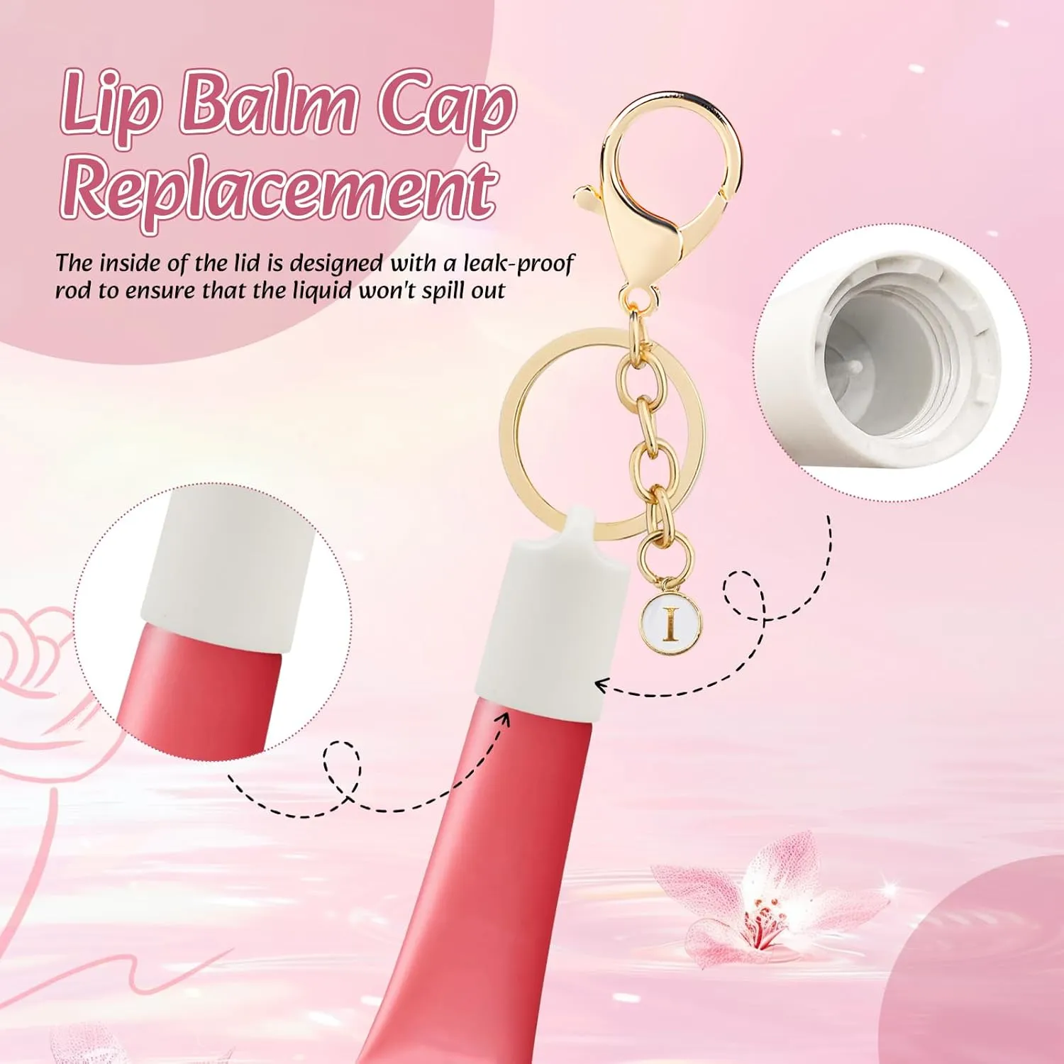 Initial Letter Keychain Holder for Summer Fridays Lip Balm, Lip Gloss Holder Keychain, Lipgloss Holder(2 Pack)