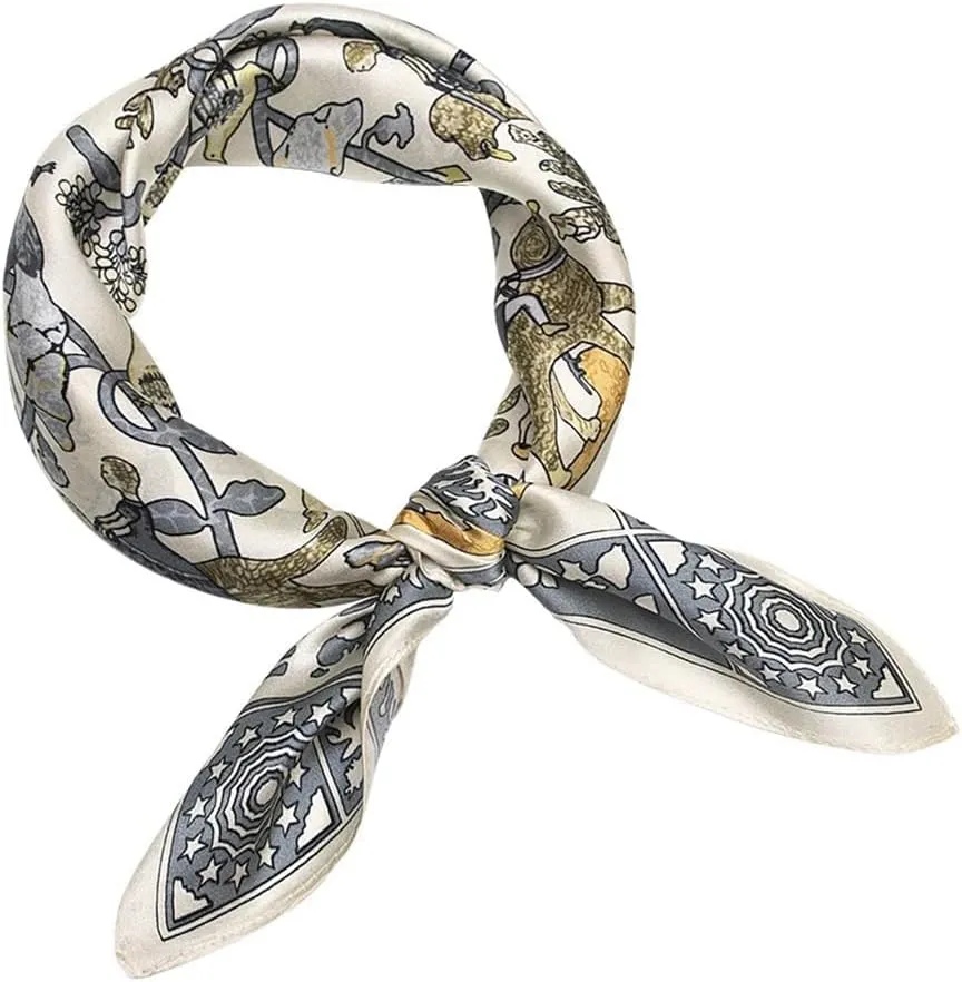 JERLA Women's Men's Small Square satin 100% Real Mulberry Silk Scarfs paisley Hair head face scarf 21" x 21"