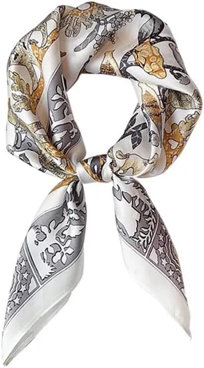 JERLA Women's Men's Small Square satin 100% Real Mulberry Silk Scarfs paisley Hair head face scarf 21" x 21"
