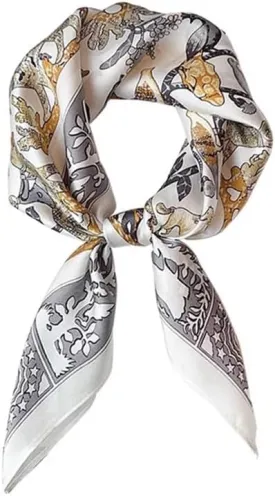 JERLA Women's Men's Small Square satin 100% Real Mulberry Silk Scarfs paisley Hair head face scarf 21" x 21"