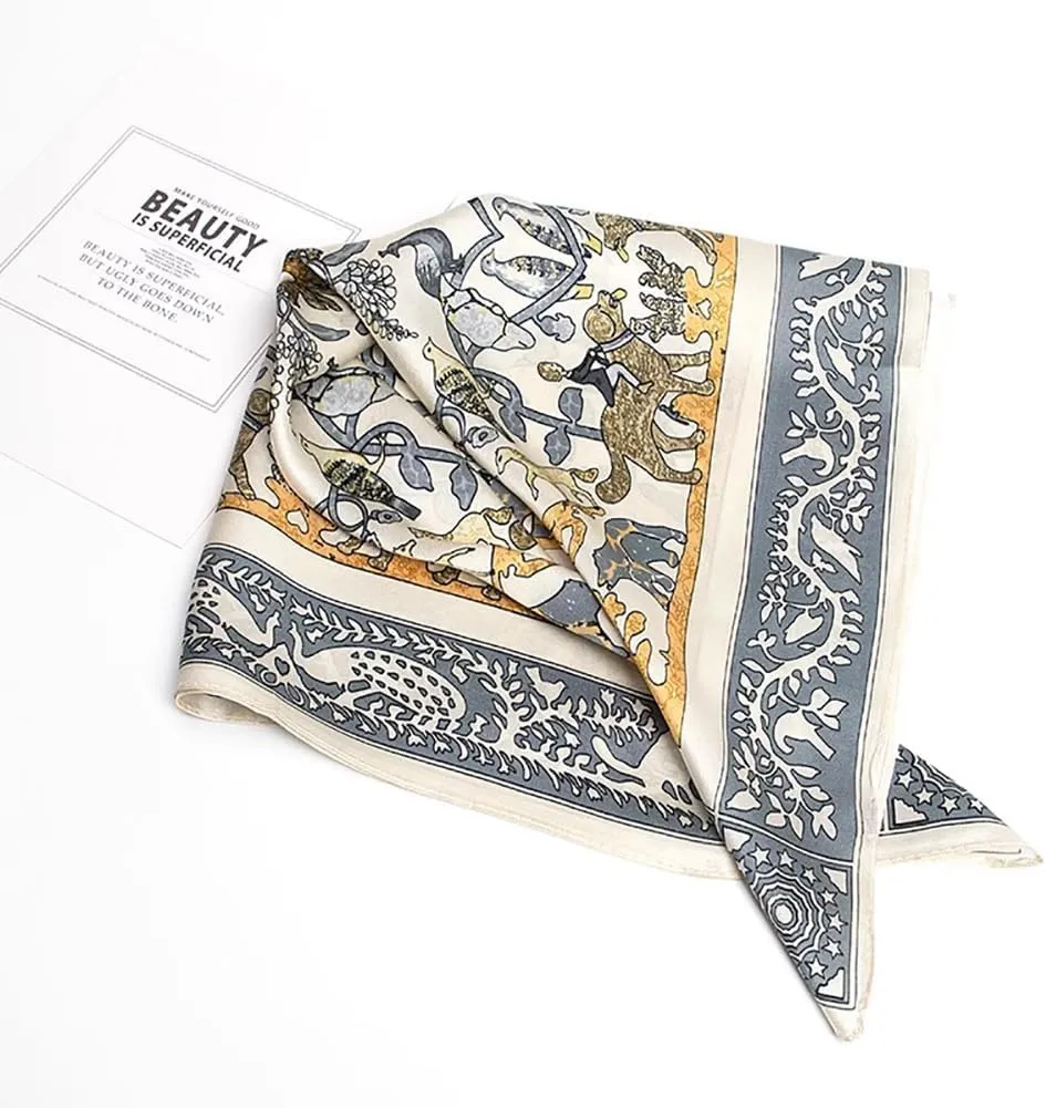 JERLA Women's Men's Small Square satin 100% Real Mulberry Silk Scarfs paisley Hair head face scarf 21" x 21"