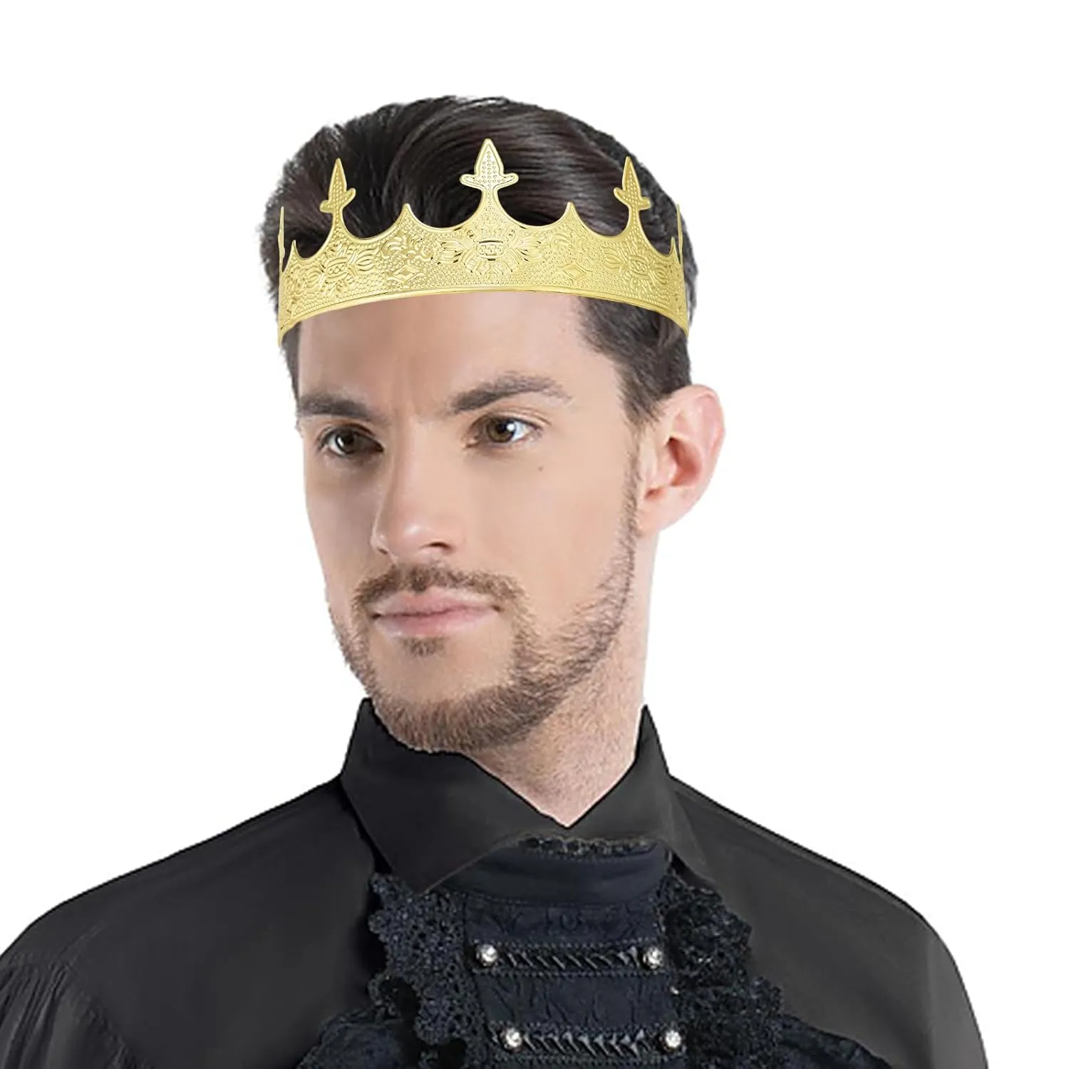 King Crowns Metal Hair Band for Men Gold Crowns and Tiara for Theme Birthday Party Costume Accessories (Gold)