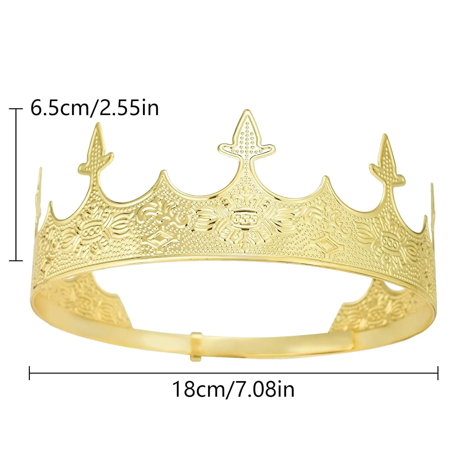 King Crowns Metal Hair Band for Men Gold Crowns and Tiara for Theme Birthday Party Costume Accessories (Gold)