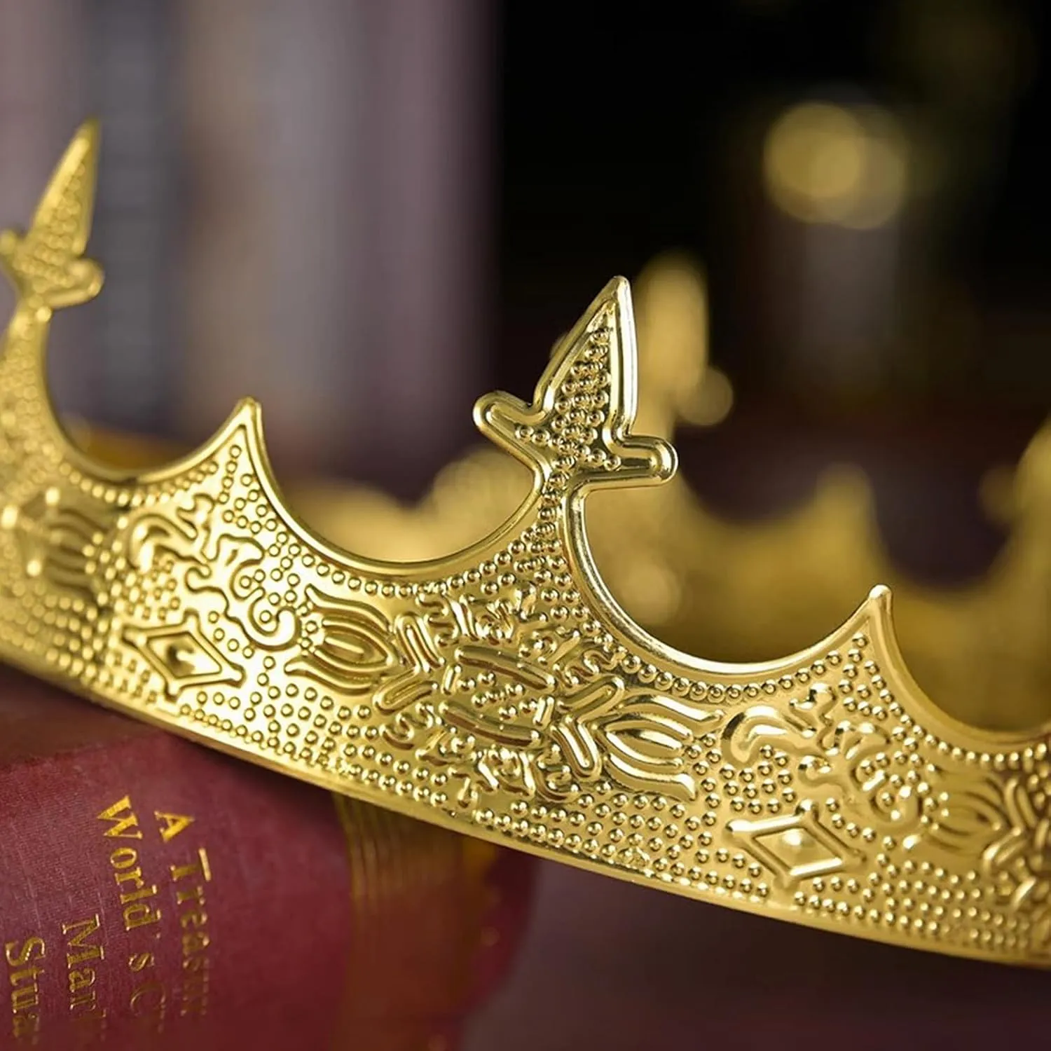 King Crowns Metal Hair Band for Men Gold Crowns and Tiara for Theme Birthday Party Costume Accessories (Gold)