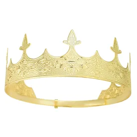 King Crowns Metal Hair Band for Men Gold Crowns and Tiara for Theme Birthday Party Costume Accessories (Gold)