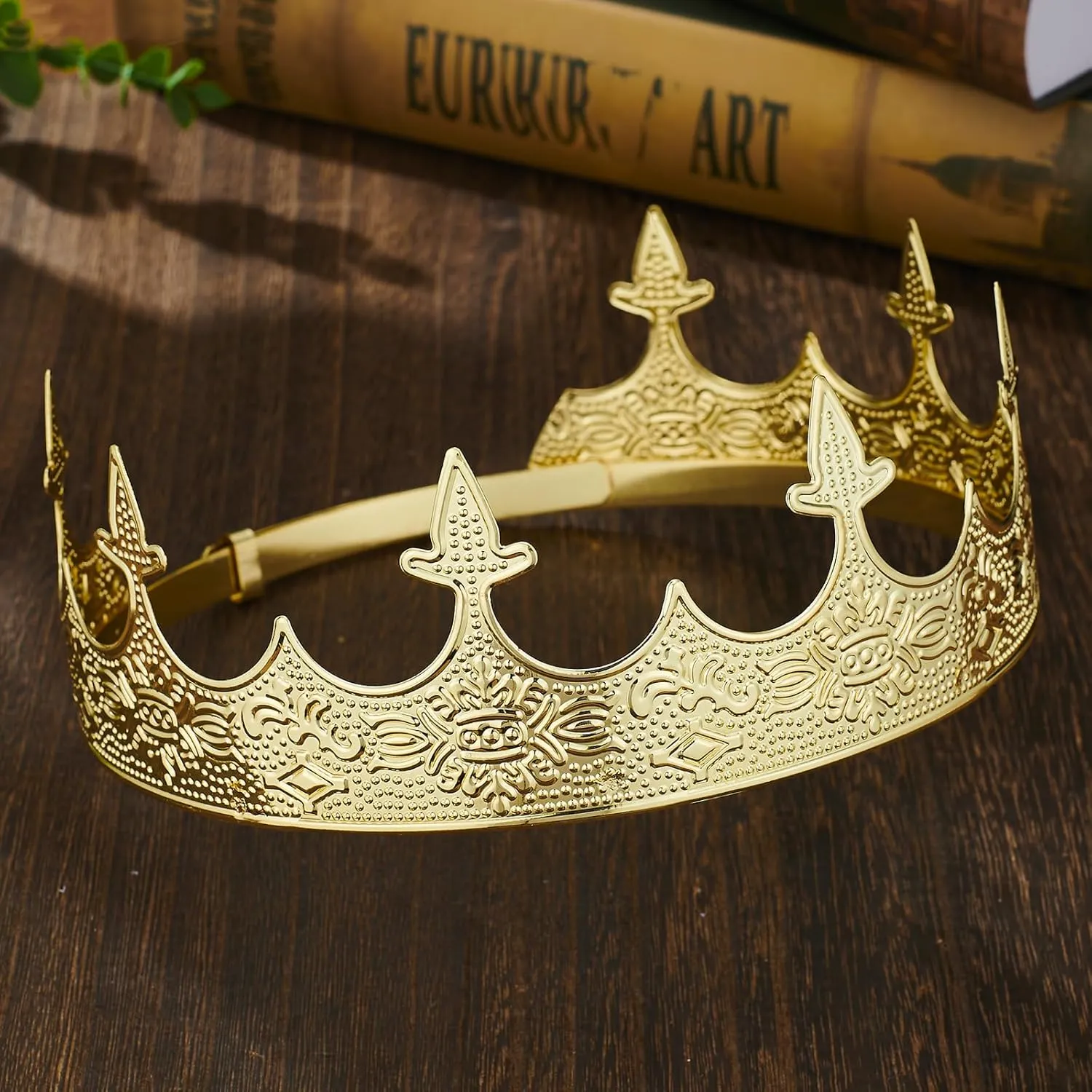 King Crowns Metal Hair Band for Men Gold Crowns and Tiara for Theme Birthday Party Costume Accessories (Gold)