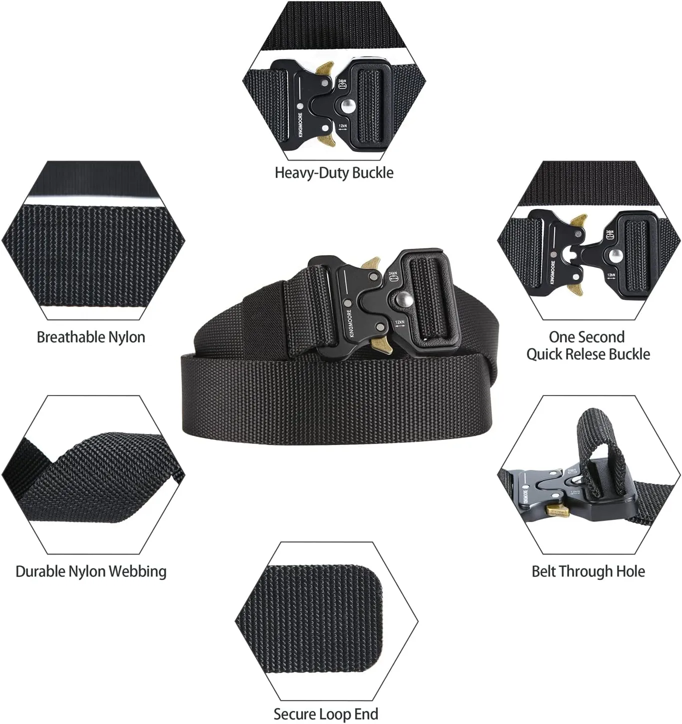 KingMoore 3 Pack Tactical Belt for EDC Battle Military Utility Combat Gear with Heavy-Duty Quick-Release Metal Buckle