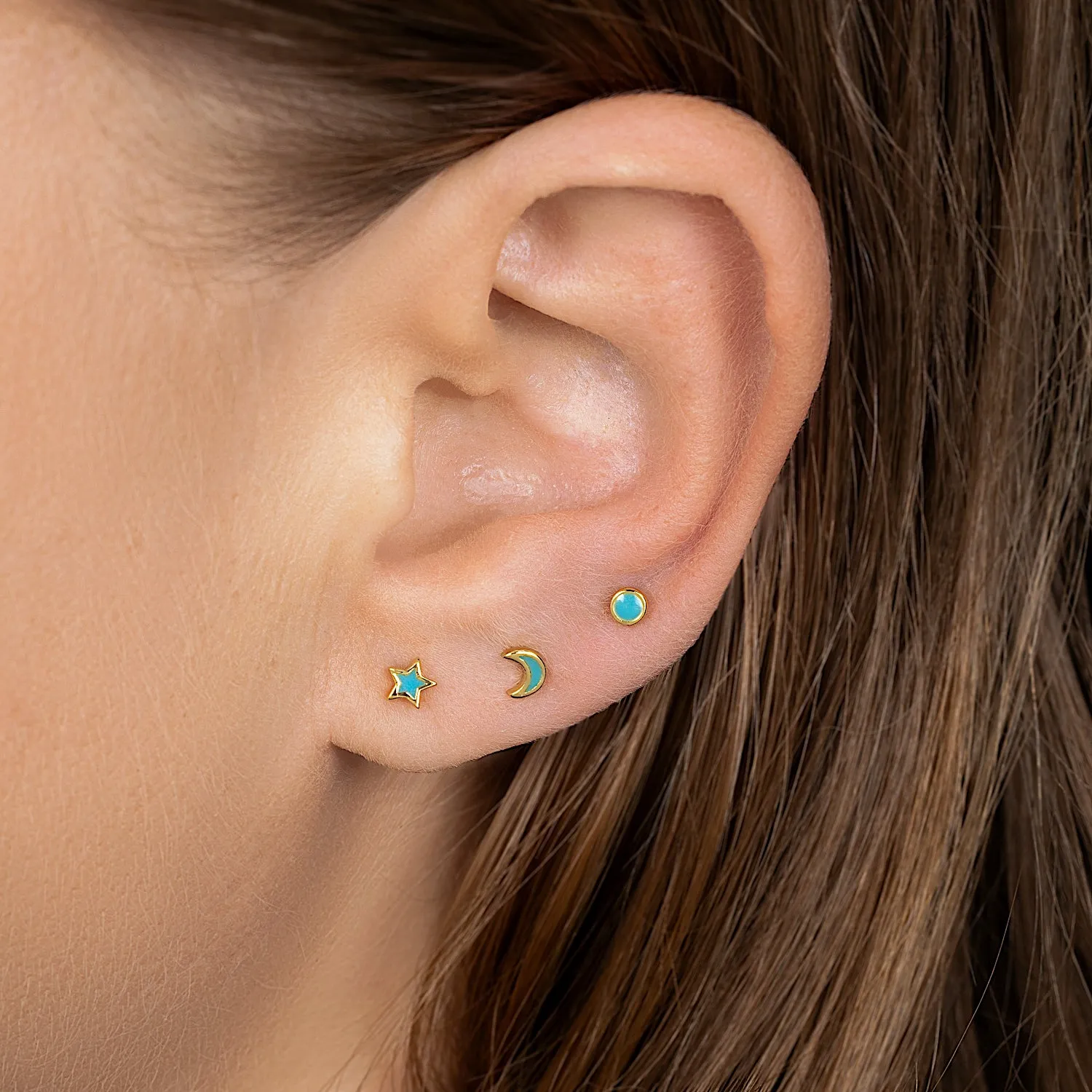 Little Turquoise Circle Stud Earrings
