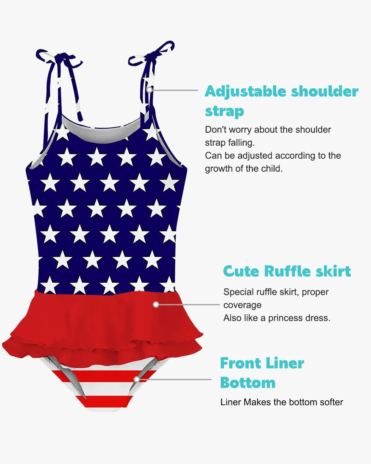 Lovekider Girls Swimsuit One-Piece Adjustable Straps Swimwear Ruffled Tankini Bathing Suit with Sun Protection 2-9 Years Old