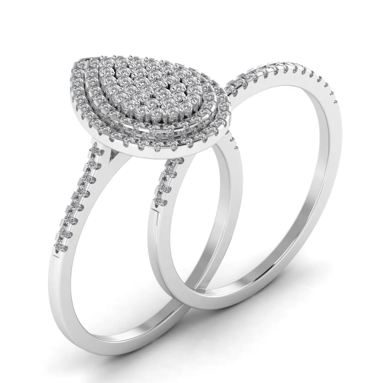 Mariam Pear Cluster Natural Diamond Bride Set