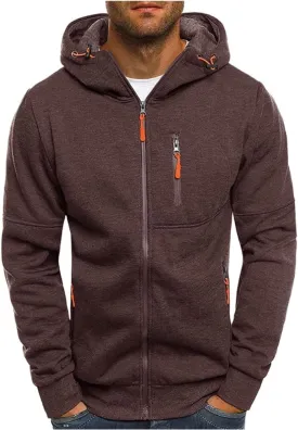 Men Hoodies Casual Hoodies for Men with Zip Pockets Full Zip Long Sleeve Sweatshirt Sports Hooded Jacket