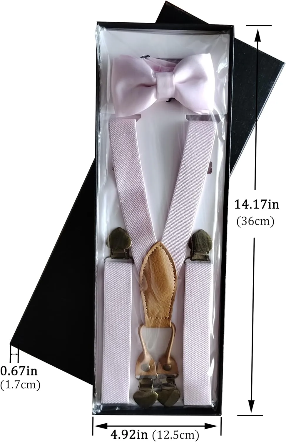 Men's Boys' Suspenders and Bow Tie Set with Heart Clips Y Style Adjustable