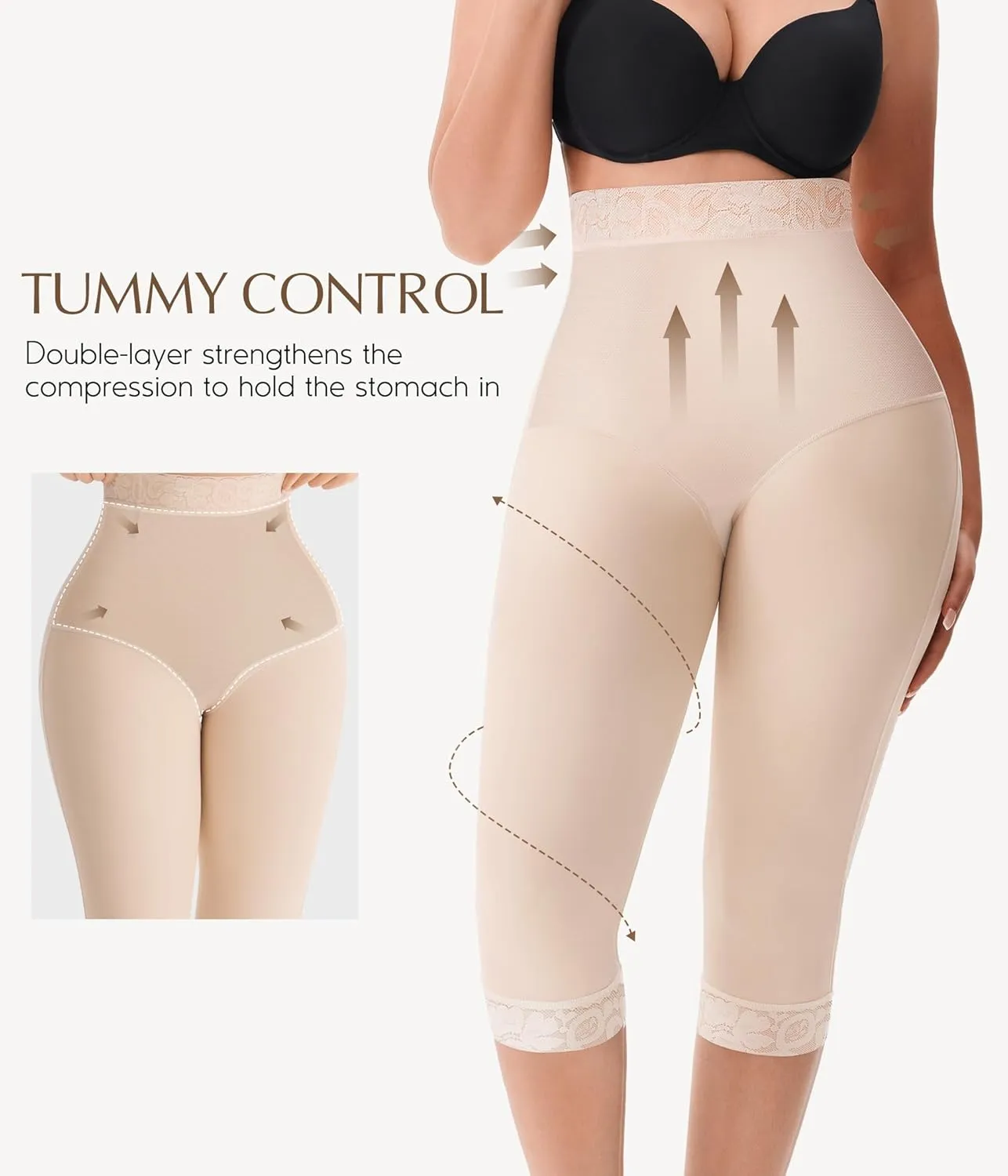 MERYOSZ Shapewear Tummy Control Shorts Body Shaper High Waisted Butt Lifting Panties Thigh Slimmer Capri Girdles