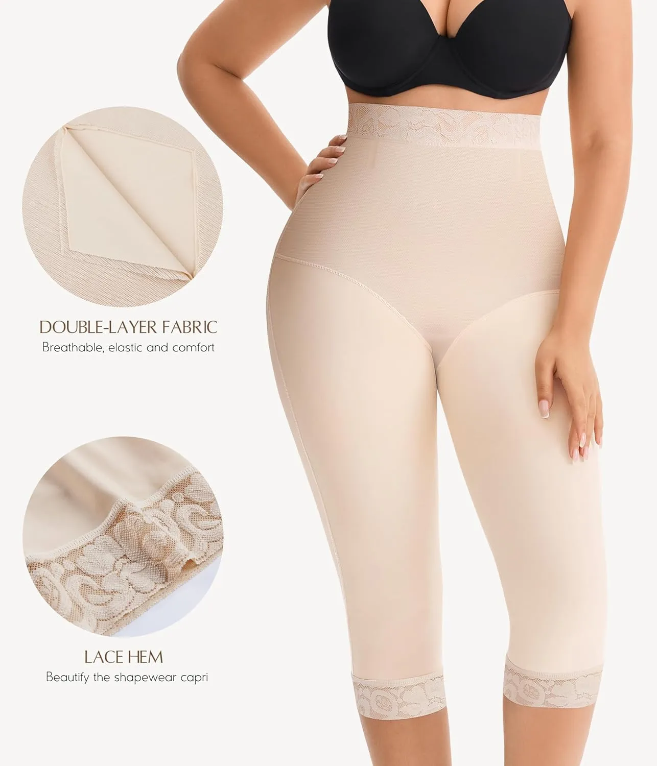 MERYOSZ Shapewear Tummy Control Shorts Body Shaper High Waisted Butt Lifting Panties Thigh Slimmer Capri Girdles
