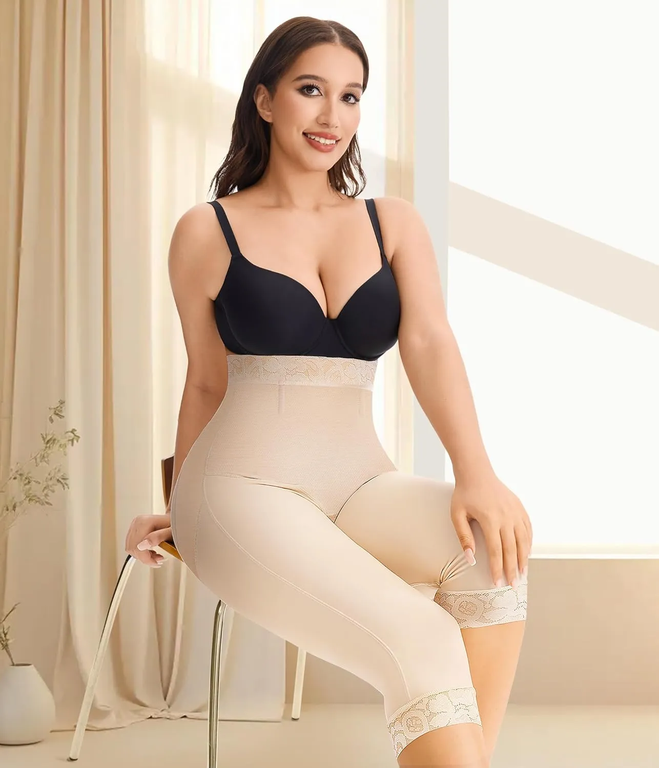 MERYOSZ Shapewear Tummy Control Shorts Body Shaper High Waisted Butt Lifting Panties Thigh Slimmer Capri Girdles