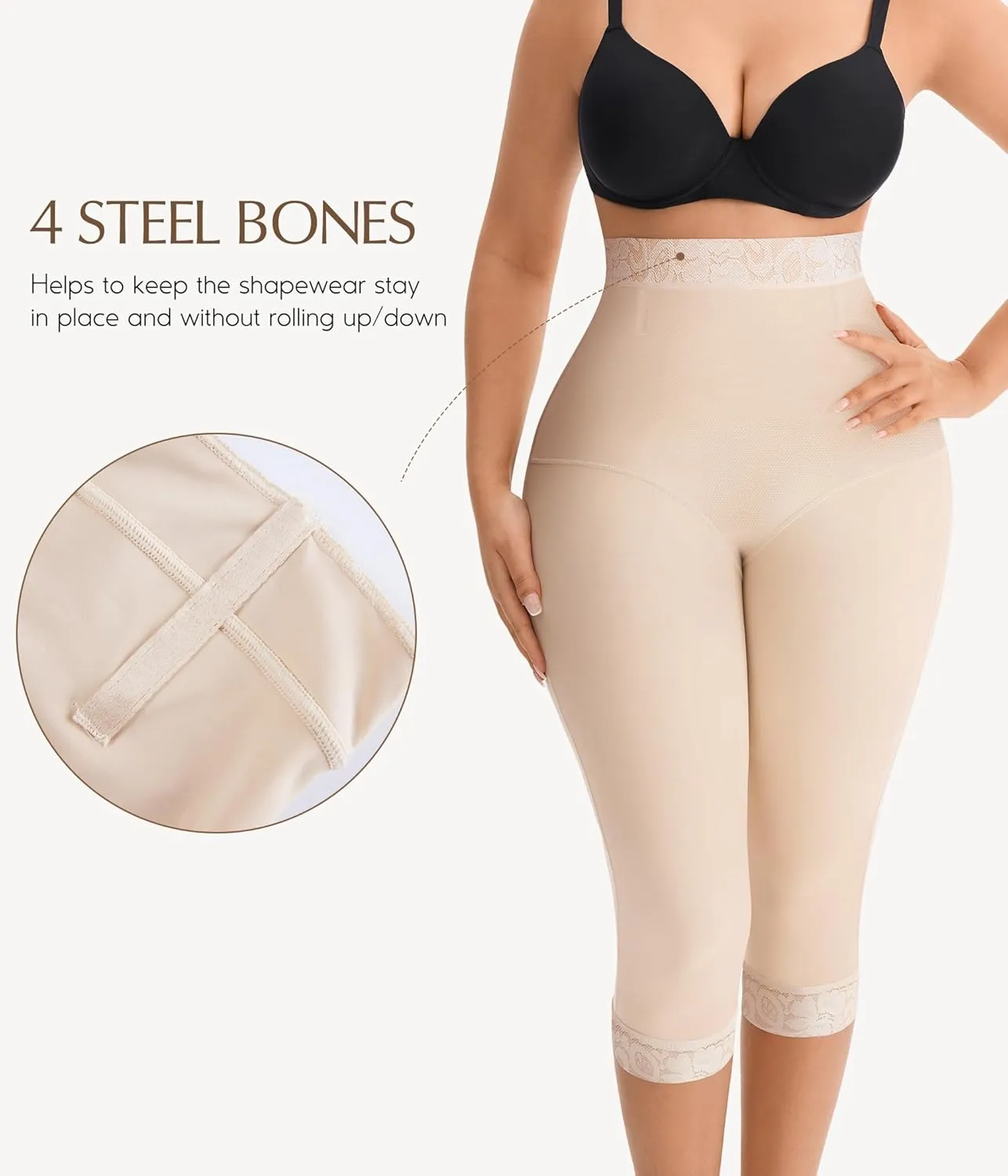 MERYOSZ Shapewear Tummy Control Shorts Body Shaper High Waisted Butt Lifting Panties Thigh Slimmer Capri Girdles