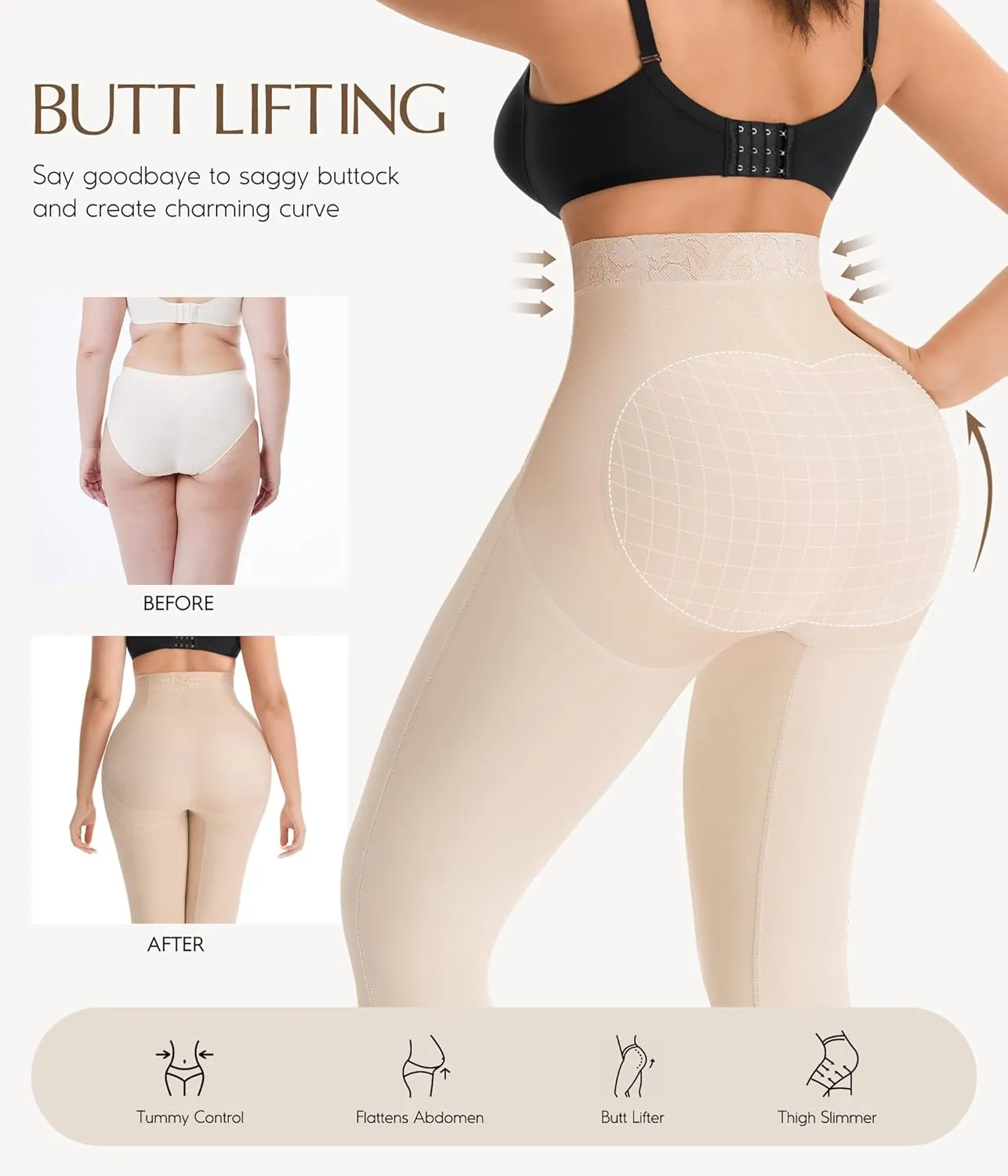 MERYOSZ Shapewear Tummy Control Shorts Body Shaper High Waisted Butt Lifting Panties Thigh Slimmer Capri Girdles