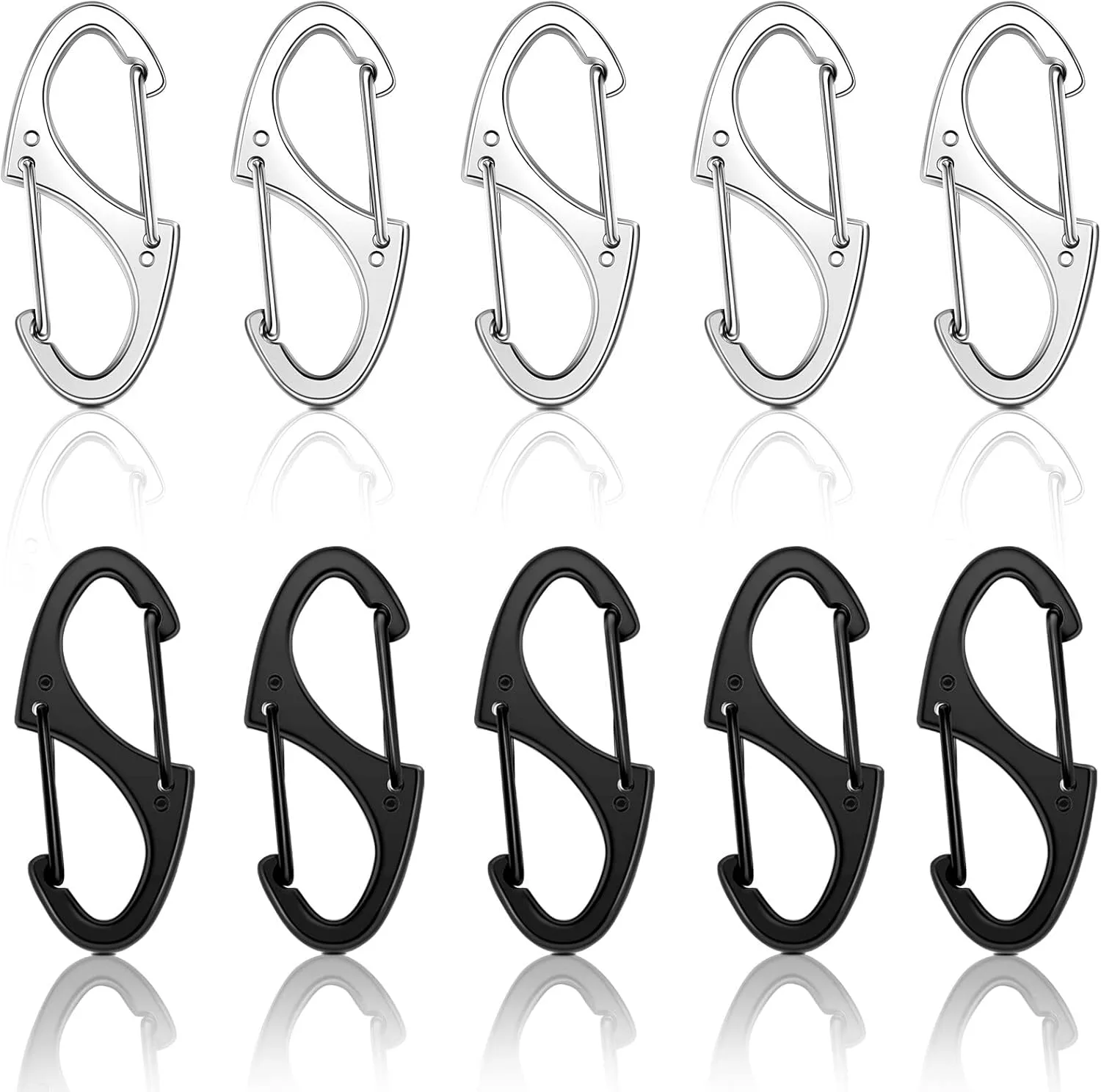 Moxweyeni 20 Pcs Zipper Clip S Carabiner Clips Small Alloy Snap Hook Anti Theft 1. 6 Inch Mini Dual Wire Gate Interlocking Keychain Clip Attachment for Women Men Camping Hiking