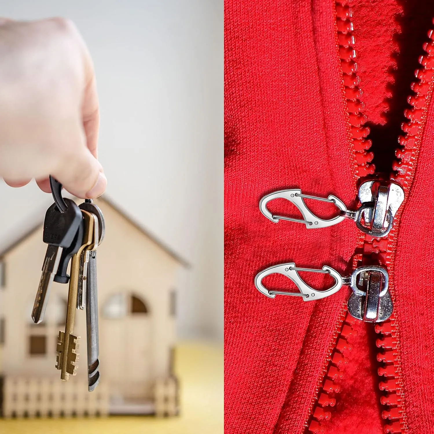 Moxweyeni 20 Pcs Zipper Clip S Carabiner Clips Small Alloy Snap Hook Anti Theft 1. 6 Inch Mini Dual Wire Gate Interlocking Keychain Clip Attachment for Women Men Camping Hiking