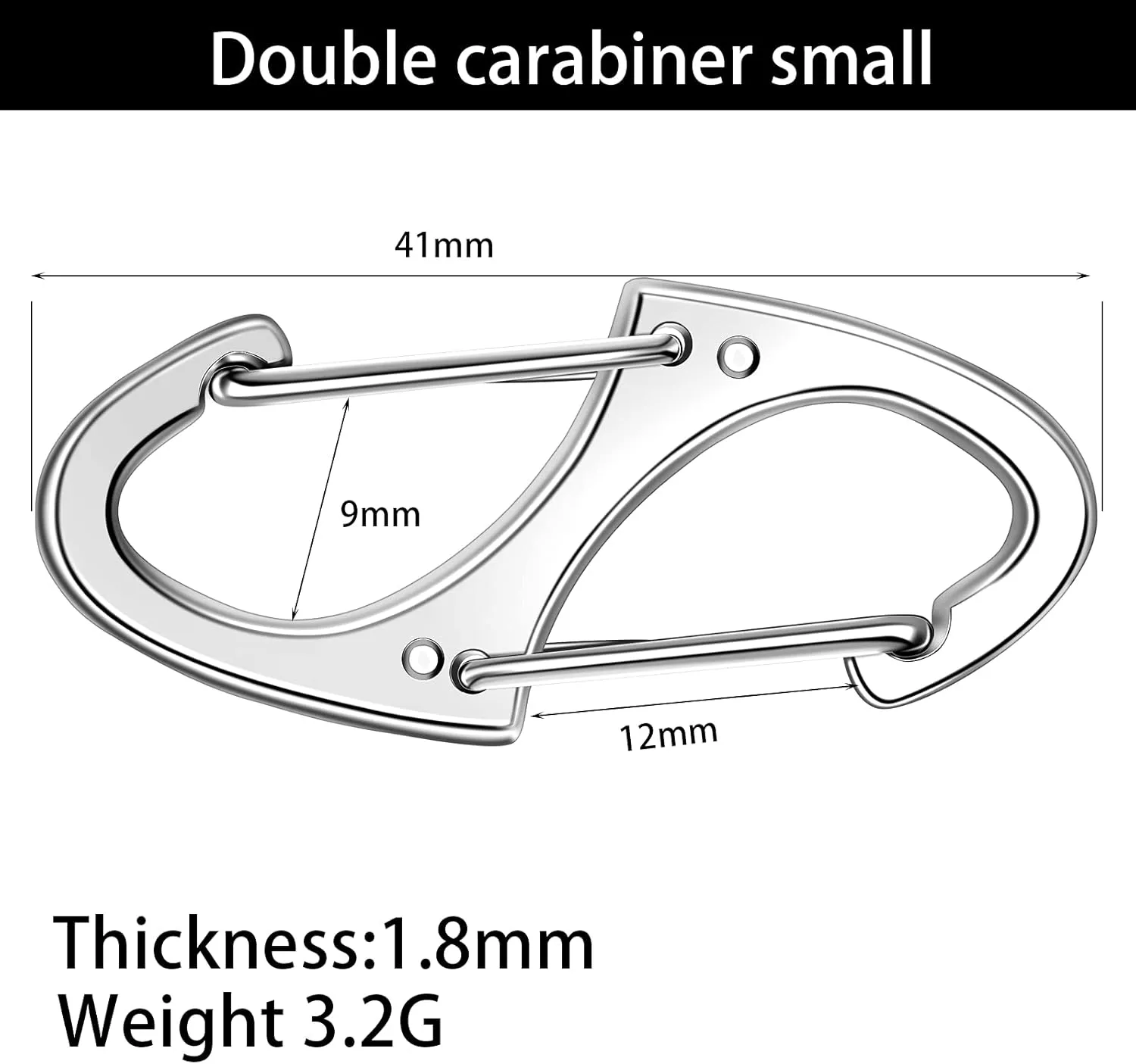 Moxweyeni 20 Pcs Zipper Clip S Carabiner Clips Small Alloy Snap Hook Anti Theft 1. 6 Inch Mini Dual Wire Gate Interlocking Keychain Clip Attachment for Women Men Camping Hiking