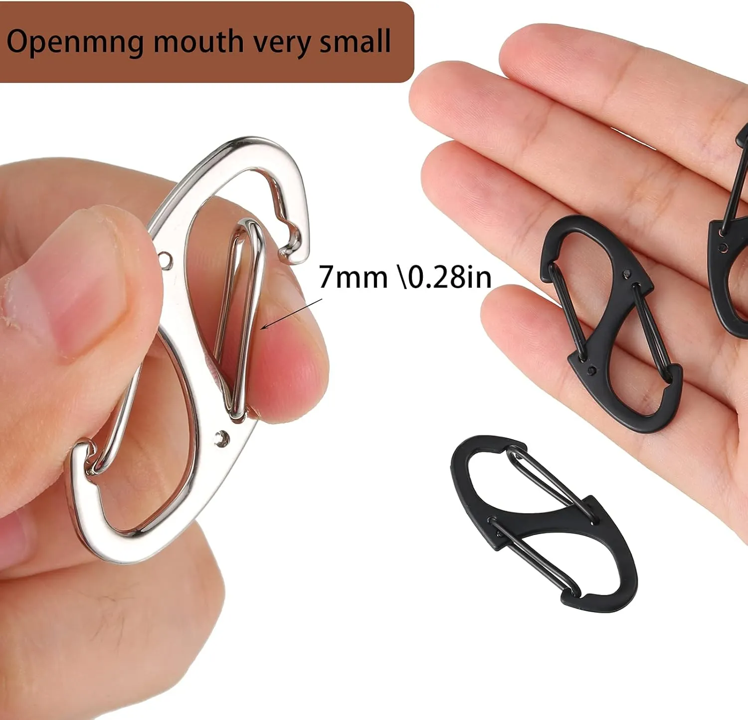 Moxweyeni 20 Pcs Zipper Clip S Carabiner Clips Small Alloy Snap Hook Anti Theft 1. 6 Inch Mini Dual Wire Gate Interlocking Keychain Clip Attachment for Women Men Camping Hiking