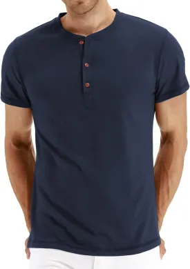 NITAGUT Mens Fashion Casual Front Placket Basic Long/Short Sleeve Henley T-Shirts