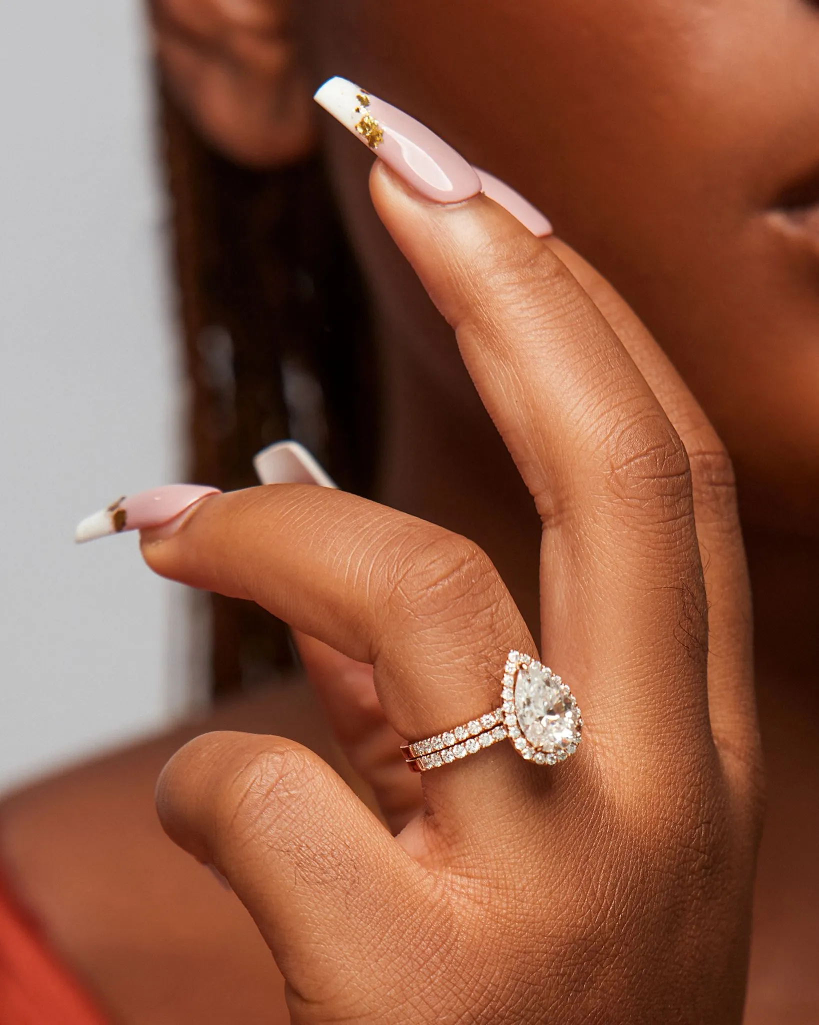 Ola Natural Diamond & Moissanite Pear Cut Bride Set