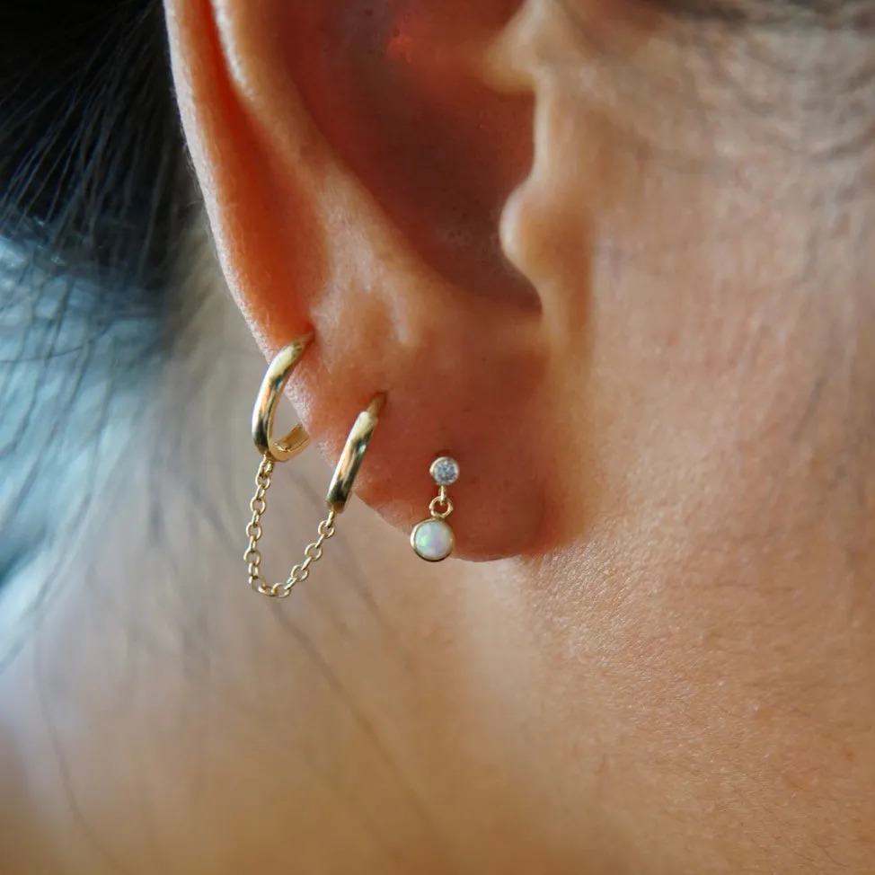 Opal & CZ Droplet Stud Earrings