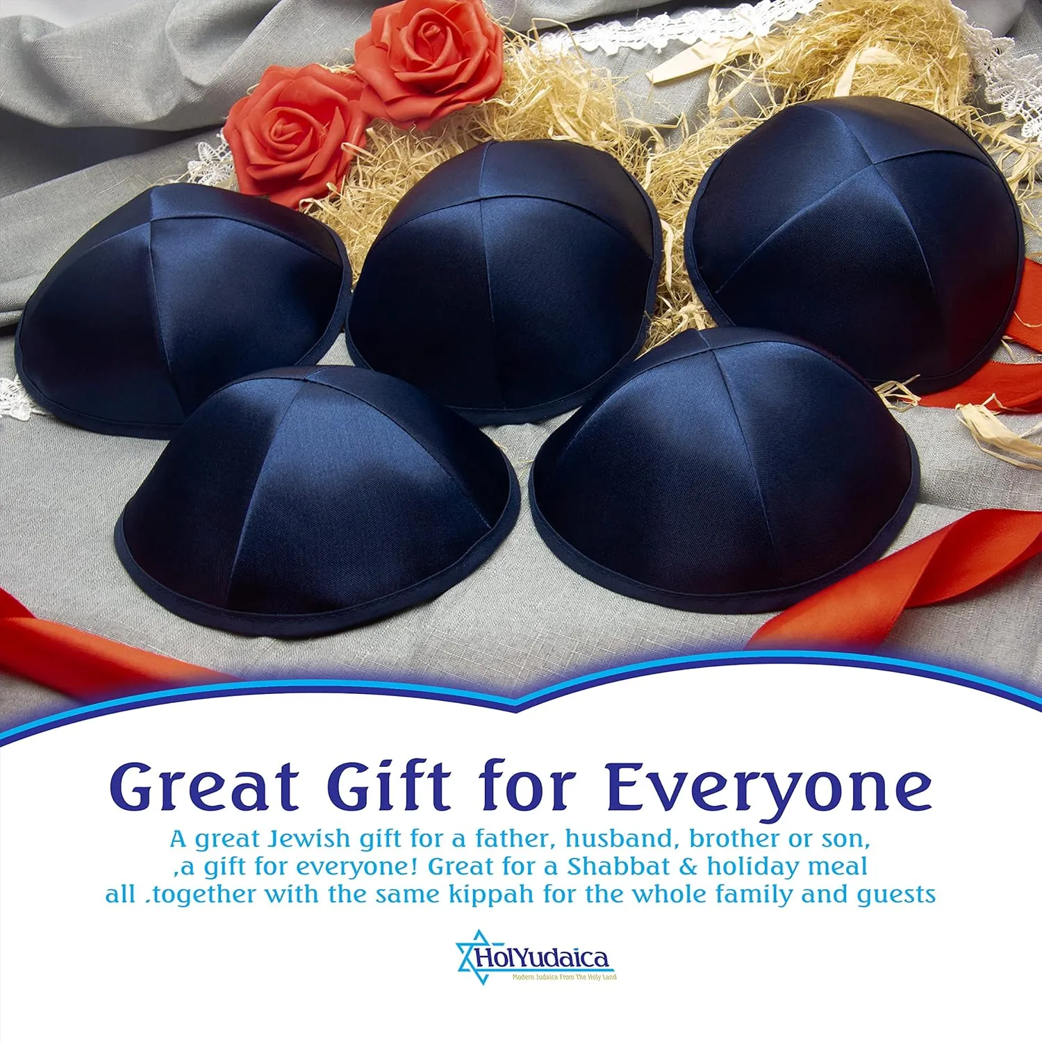 Pack of 10 or 30-Pcs - Hq 19/20CM Satin Kippah for Men & Boys, Yamaka Hat Designed in Israel - Kippot Bulk