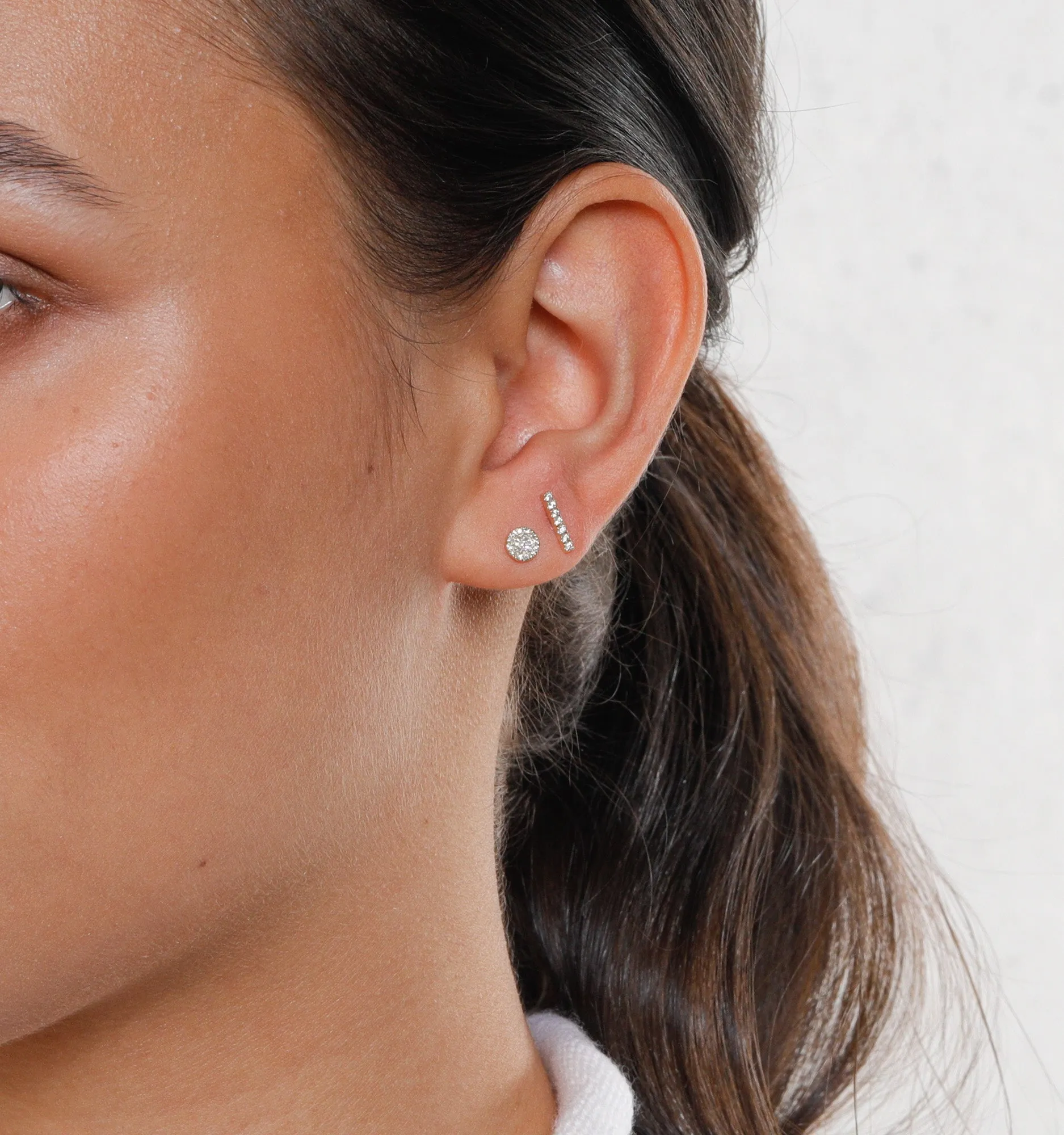 Pave Disk Diamond Stud Earrings