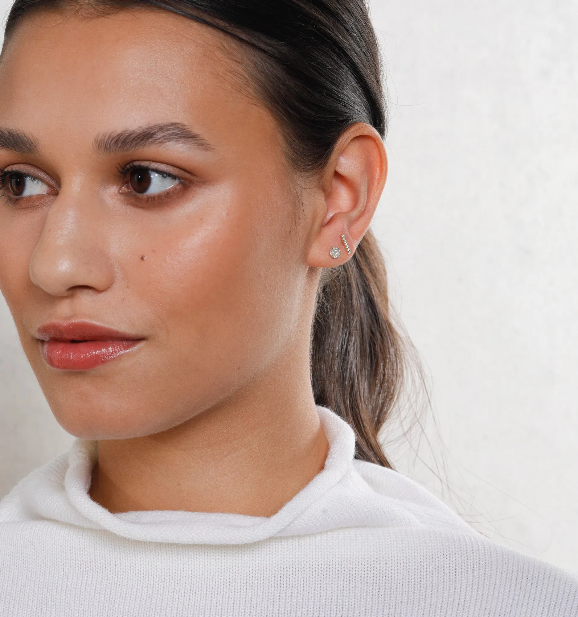 Pave Disk Diamond Stud Earrings