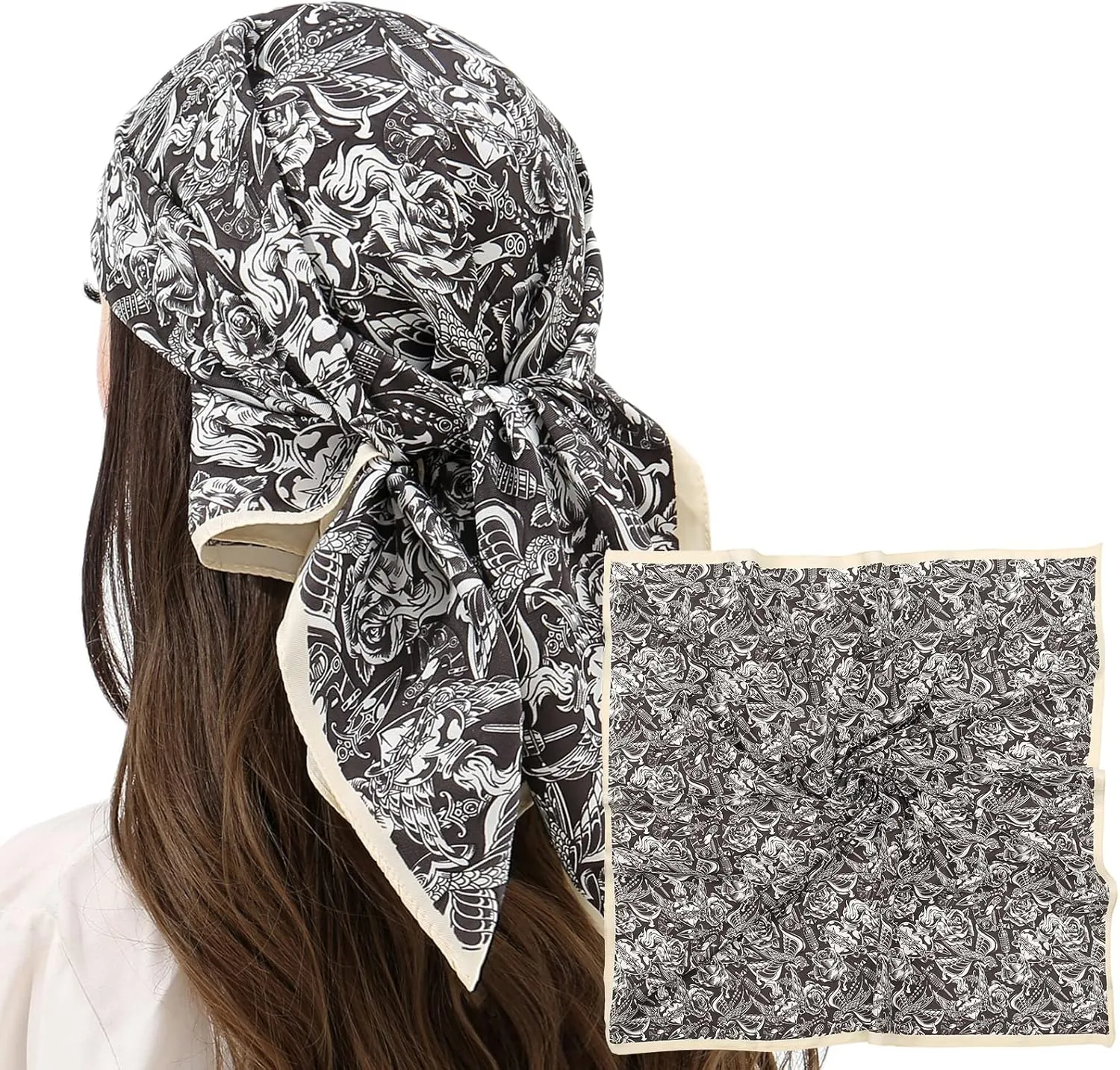 RIIQIICHY Women Head Hair Scarf Like Satin Silk Scarf Sleeping Hair Wrapping Night 27.5"
